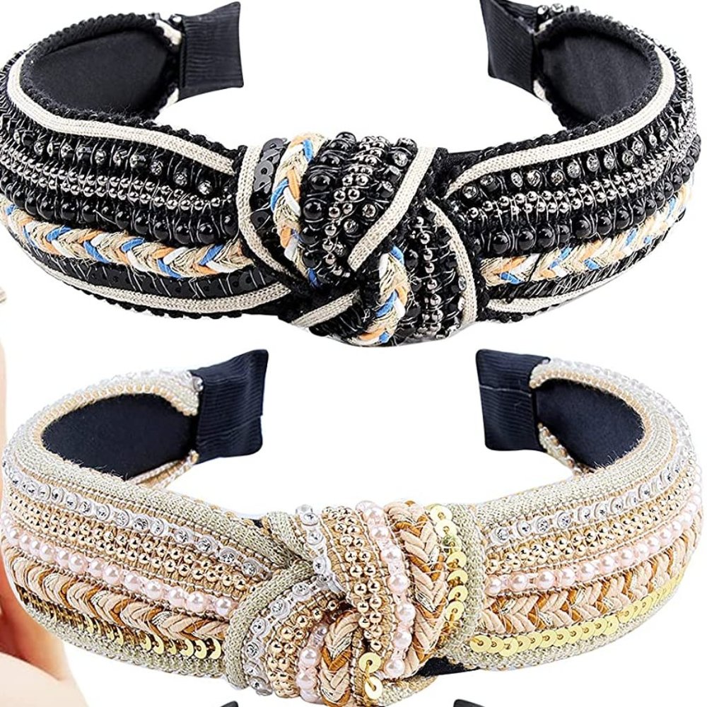 Knotted Headbands Fashion Vintage Rhinestone NEW 2/PACK